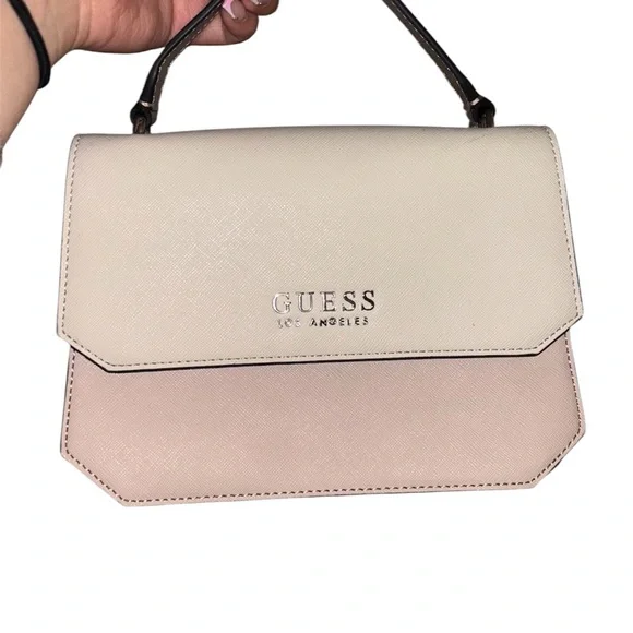 GUESS Cream and Pink Shoulder Bag - Picture 1 of 3